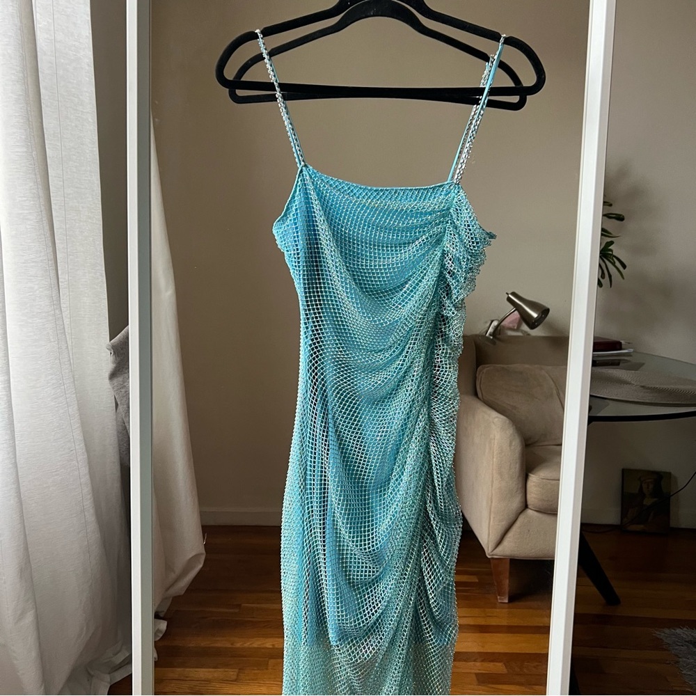saylor rhinestones maxi blue dress size S sleeveless C9 - Picture 4 of 6